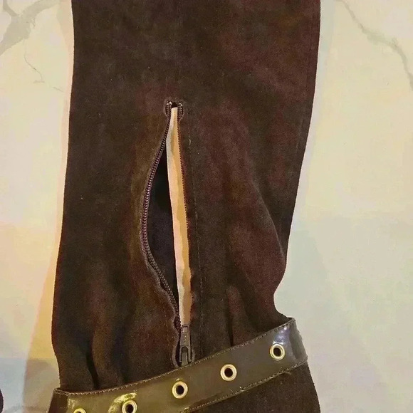 Michael Kors Womens Wedge Suede Slouch Tall Chocolate Boots Size 9 - Picture 3 of 8